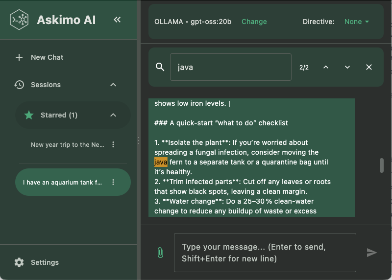 Askimo Ollama Select Model