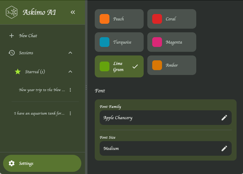 Desktop theme settings